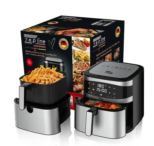 Мультипечь Zepline ZP-216 с двумя тенами электрическая 12л 4200Вт Таймер Черный/Серый - фото 5
