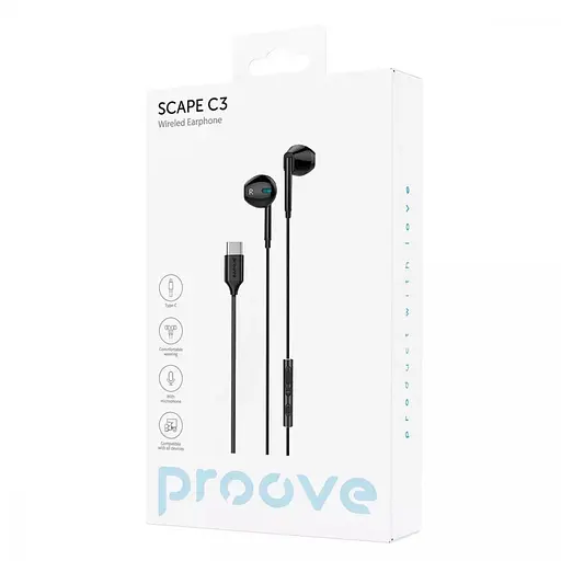 Наушники Proove со штекером USB-C Scape C3 Type-C черные - фото 2