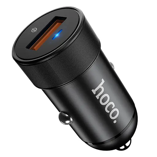 Адаптер автомобильный с подсветкой HOCO Z32A Compatible Super Fast Charge 1USB 4A QC3.0 18W черный - фото 1