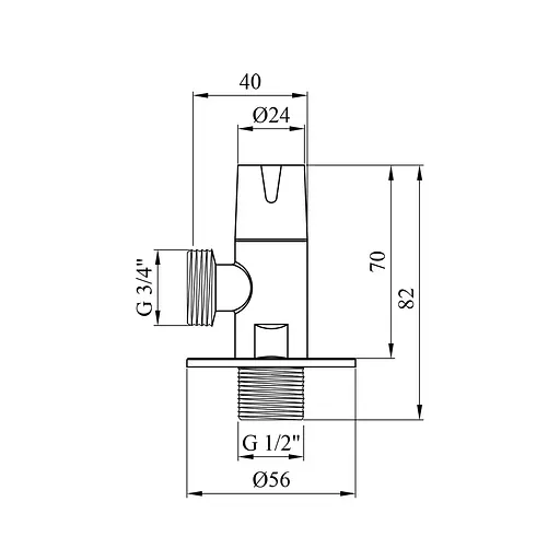 Кран приладовий Kroner KRP Eckventil C302 1/2"х3/4" ЗЗ - фото 2