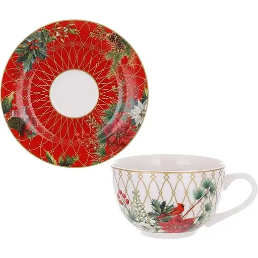 Чашка порцелянова з блюдцем BonaDi Merry Christmas 250 мл (BD-K075)