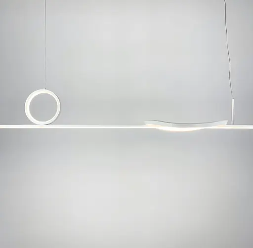 Видовжена підвісна люстра у білому каркасі 120 см | Line F | Арт. SG30-1200L WT - фото 2