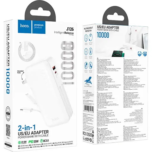Зовнішній акумулятор Hoco J126 Travel 10000mAh 22.5W White (615730) [107511] - фото 5