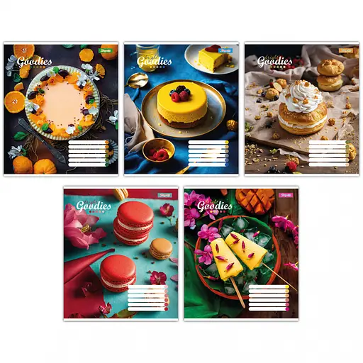 Зошити учнівські 60 аркушів клітинка 1В Bright goodies, 10 шт. в упаковці