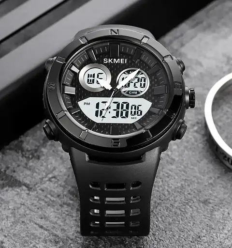 Часы мужские наручные спортивные Skmei 2014 (Черный с белым) - фото 5