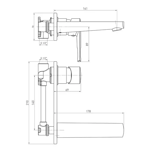 Змішувач для умивальника настінний Volle Solar 35 мм хром 1530.010301 Хром - фото 2