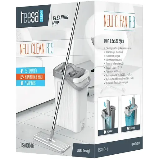 Набор для уборки Teesa New Clean R19 ведро с отжимом + швабра - фото 3
