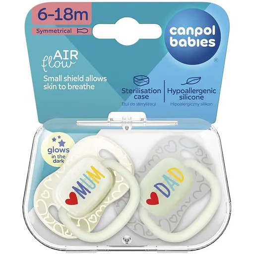 Пустышка силиконовая симметричная Canpol babies LoveMum&Dad 6-18 месяцев 2 шт. (34/940) - фото 6