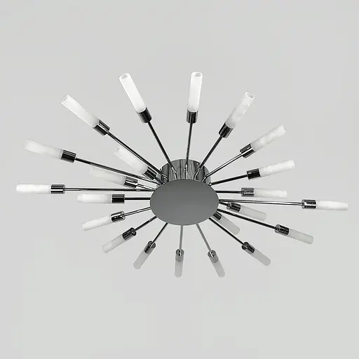 Потолочная хромированная люстра в форме солнечной вспышки на 22 плафона G4 Ø 90х70 см Line F | Ст. 1279/22 CH - фото 6