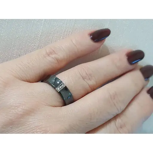 Срібне кільце Aurora з керамікою і фіанітами. С1140Ч 17,5 - фото 2