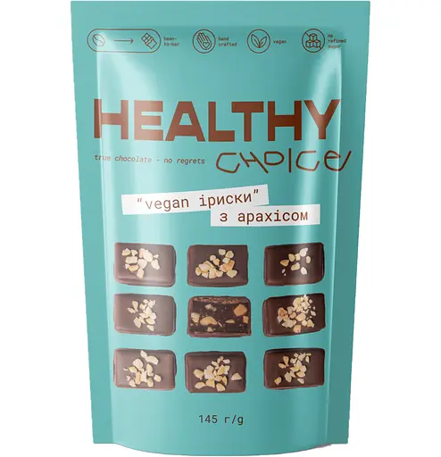 Шоколадные конфеты Healthy Choice Ириски с арахисом 10 шт. 145 г - фото 1