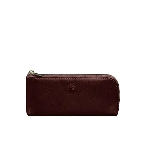 Кожаный портмоне-купюрник на молнии 14.0 бордовый - фото 9