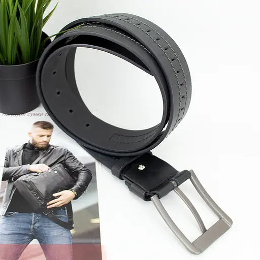 Ремінь чоловічий шкіряний SF-453 (135 см) широкий чорний - фото 3