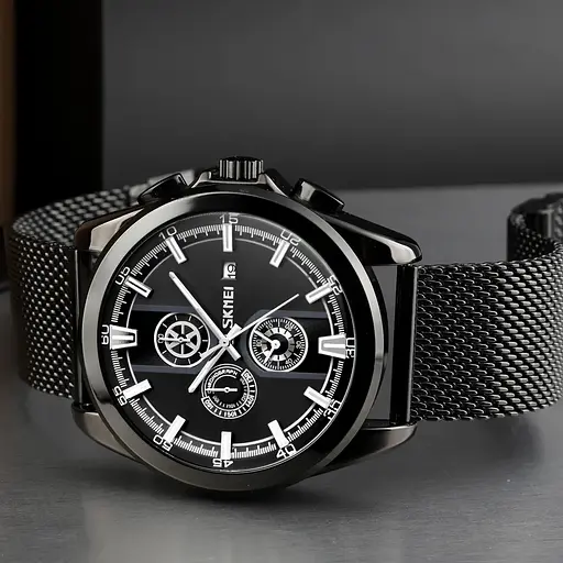 Чоловічий наручний годинник Skmei 9181 Чорний металевий - фото 3