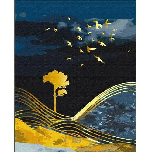 Розмальовка за номерами Brushme Природа ночі з золотою фарбою (40х50) (BS53040)