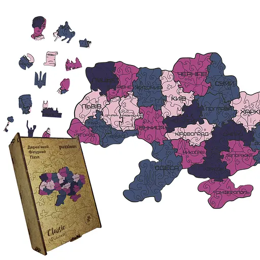 Пазл деревяний Україна Фіалкова, А2, Картонна коробка 300+ елементів