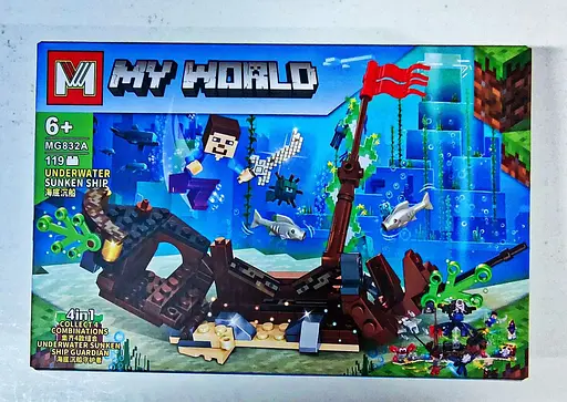 Конструктор 4 в 1 My World MG832A Minecraft ігровий набір Затонулий корабель Underwater Sunken Ship 119 деталей - фото 3
