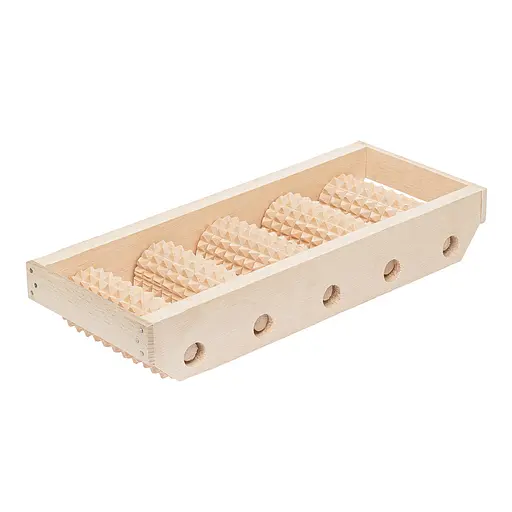 Масажер для ніг дерев'яний зубчастий на 5 роликів для однієї ноги 31х12.5х5 см, Woodly 84982 - фото 2