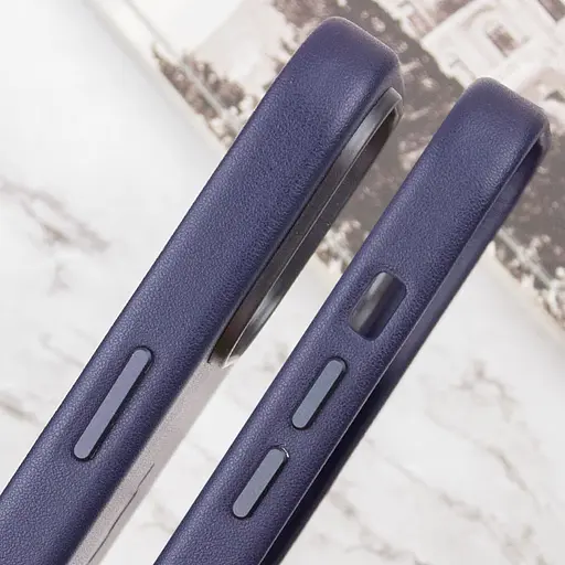 Шкіряний чохол Leather Case (AAA) with MagSafe and Animation для Apple iPhone 14 (6.1) Ink - фото 4