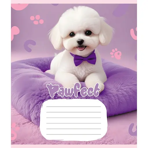 Зошит учнівський "Цуценята" 012-510126C-5 в косу лінію, 12 аркушів