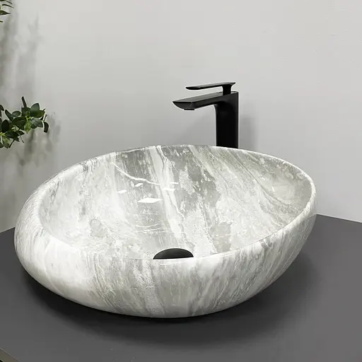 Умивальник VBI Riccia light stone glossy накладний VBI-017202, Мармур - фото 3