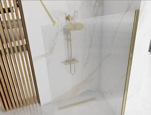 Душова стінка Rea Aero 90 intimo brushed gold REA-K4124, прозорий, золотий - фото 4