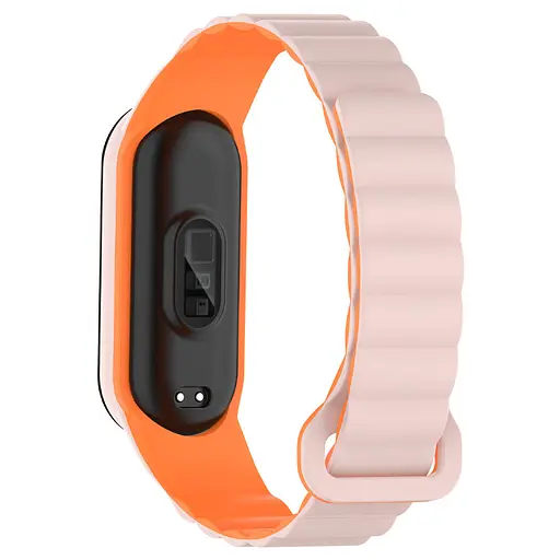 Ремешок Dual-color Magnetic для Xiaomi Mi Band 7/6/5/4/3 Light Pink/Orange - фото 2
