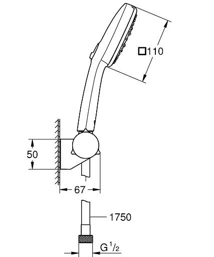 Душовий гарнітур Grohe Tempesta Cube 3 режими струменя 110 27584003, Хром - фото 8