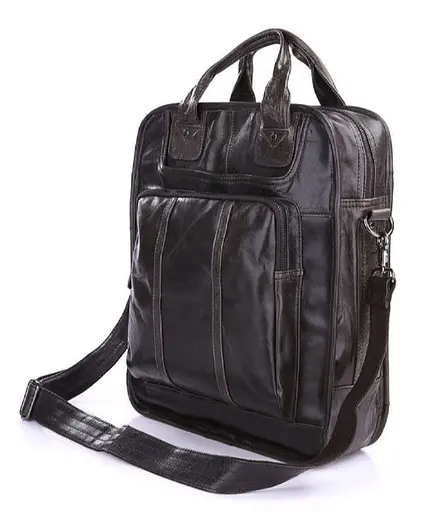 Вертикальная кожаная мужская сумка, трансформер серая John McDee 33х10х39.5 см sum0028429 - фото 1