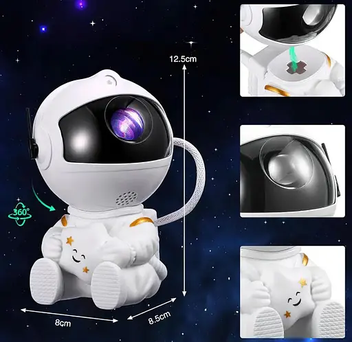 Ночник-проектор звездного неба Астронавт Astronaut, сидящий со звездой космонавт с пультом 8 режимов - фото 7