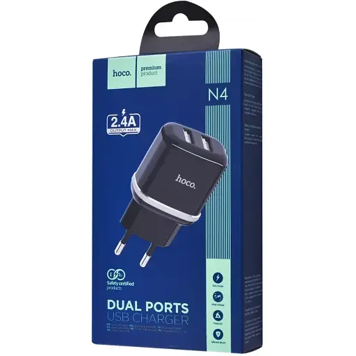 Мережевий зарядний пристрій Hoco N4 Aspiring 2.4A 2USB - фото 1