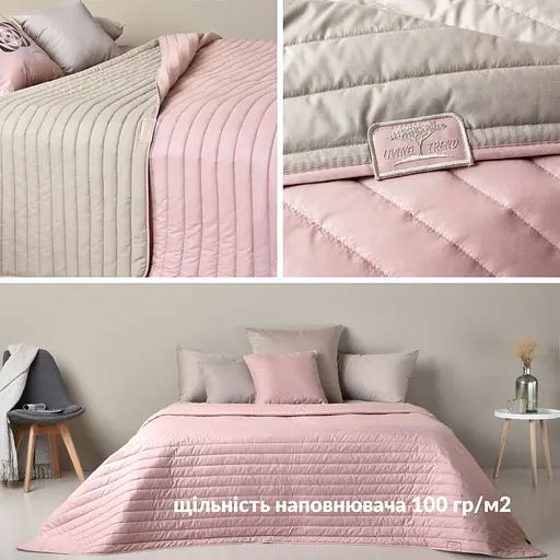 Покрывало на кровать Ideia с декортивными подушками пудрово серое 220х240 см (8000035831_пудра/серый) - фото 12