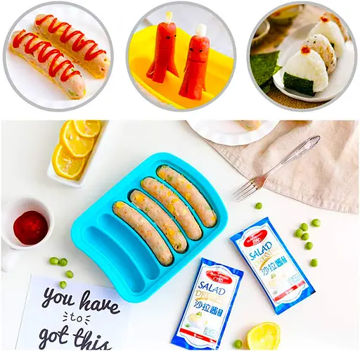 Форма для запікання випічки силіконова домашніх хот-догів, сосисок, ковбасок, кебаба кебниця, Kitchen Master Блакитний 85363 - фото 8