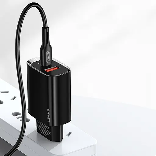 МЗП Usams US-CC121 T35 QC3.0 + PD3.0 20W (1USB-A/1C) Чорний - фото 3