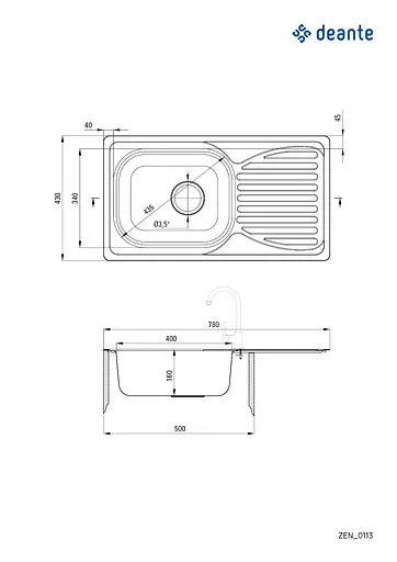 Кухонная мойка DEANTE Doppio ZEN_0113 - фото 3