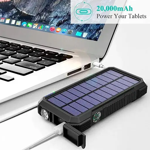 Зовнішній акумулятор power bank Solar PN-W12 20000 mAh із сонячною панеллю зовнішня батарея 18W - фото 7