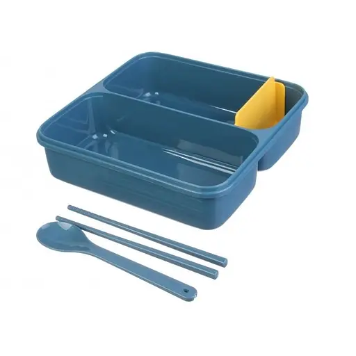 Ланч-бокс Laprida yakada з ложкою та паличками 1100 мл синьо-жовтий (64-620) - фото 2