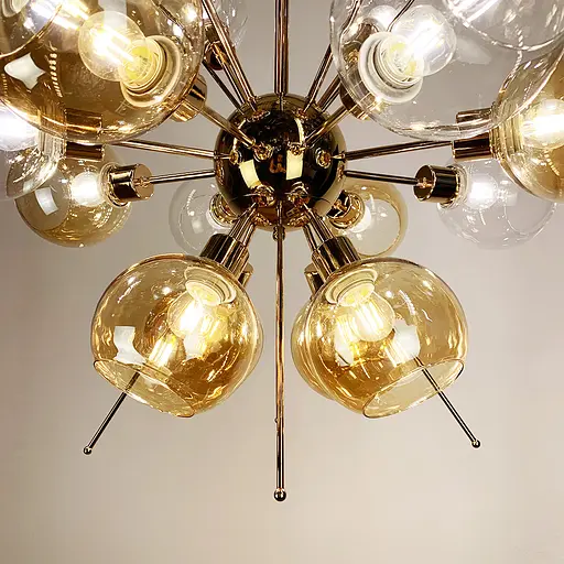 Люстра с прозрачными и янтарными плафонами Line.F AG 09/16 - фото 4