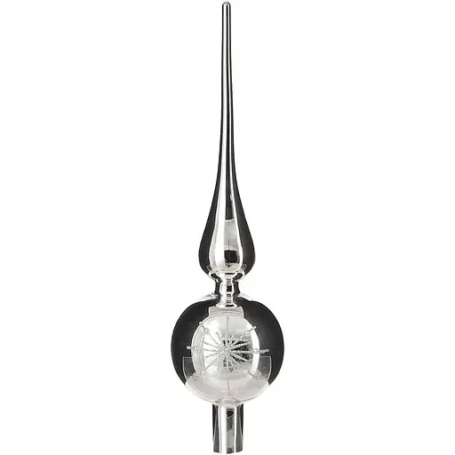 Елочная верхушка Mica Decorations стеклянная зеркальная серебряно-белая 31 см (1180839)