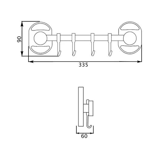 Планка с 4-мя подвижными крючками Lidz (CRM)-114.08.04 - фото 2