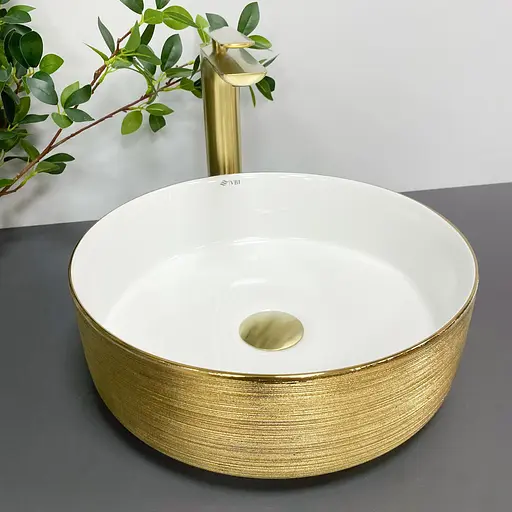 Умивальник VBI Prato gold white накладний VBI-011408, Золотий - фото 3