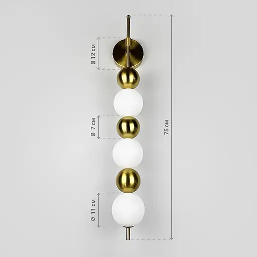 Стильне світлодіодне бра у латунному корпусі 75х12 см Line F Арт. WNO22/3 AB - фото 3