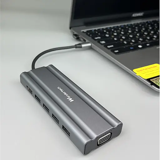Концентратор Wondertech WT00586 Type-C Hub 10-в-1 для ноутбуков: 4x USB 3.0, 1x USB 2.0, HDMI, VGA, SD/TF, 3,5 мм jack - фото 6