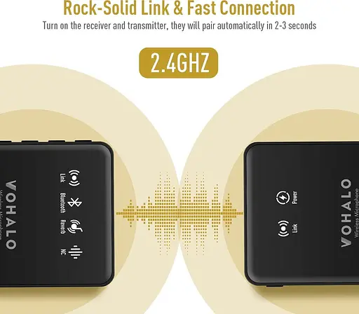 Бездротовий мікрофон Lavalier для iPhone, Android та ПК, міні-мікрофон Bluetooth з клапаном та затискачем для шумоподавлення - фото 4