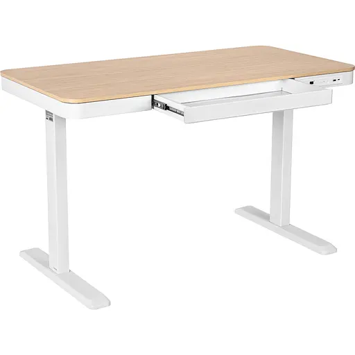 Стіл комп'ютерний 2E СЕ218D-MOTORIZED, регулювання висоти, електропривід 220В, (USB-A/USB-C), 72/120х118x60 см, бежевий - фото 2