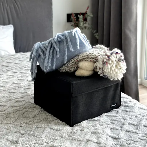 Короб для игрушек и настольных игр L с крышкой - 30*30*20 см (черный) - фото 3