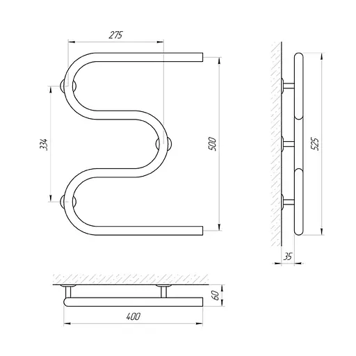 Полотенцесушитель Laris Змеевик 25 РС3 400x500 1/2 71207179, Хром - фото 2