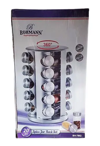 Органайзер набор для специй Bohmann BH-7862 20 баночек на вращающейся подставке - фото 4