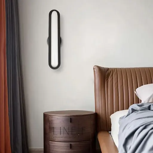 Сучасний настінний поворотний світильник у чорному корпусі 44х9 см Line F Арт. WC15 BK - фото 2