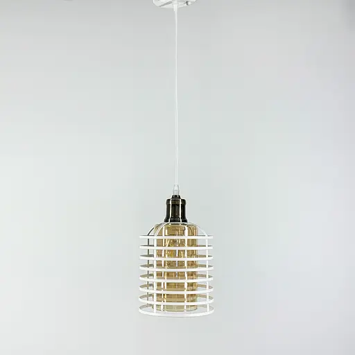 Підвіс в стилі Лофт з янтарним плафоном у білому корпусі 30х17 см | Line F | Арт. 12056/1 WT+AM - фото 4